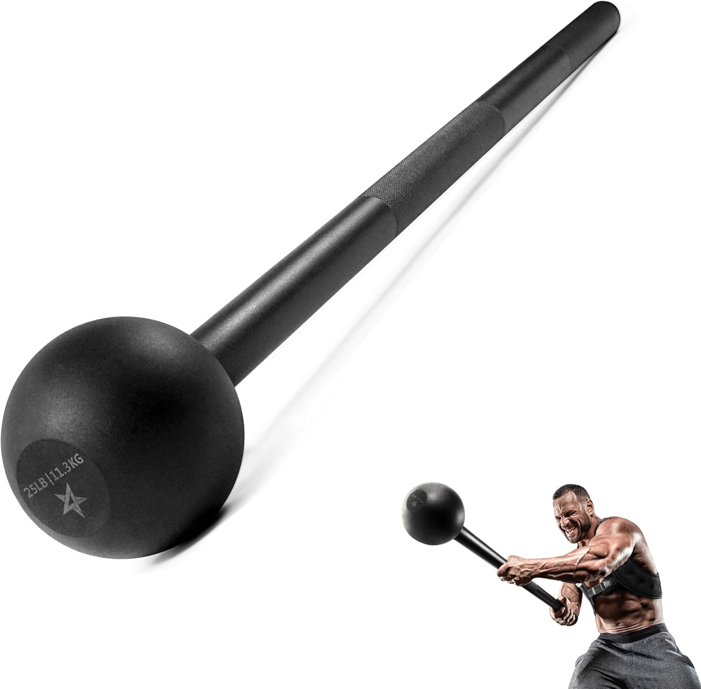Yes4All Steel Mace Bell for Comprehensive Strength Training - Ideal for Full Body Workouts, Muscle Development, Shoulder, Grip, and Forearm Rehabilitation with Weight Options of 5, 7, 10, 15, 20, 25, and 30 lbs for Both Men and Women