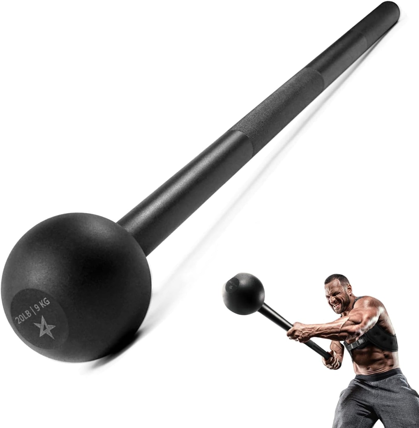 Yes4All Steel Mace Bell for Comprehensive Strength Training - Ideal for Full Body Workouts, Muscle Development, Shoulder, Grip, and Forearm Rehabilitation with Weight Options of 5, 7, 10, 15, 20, 25, and 30 lbs for Both Men and Women