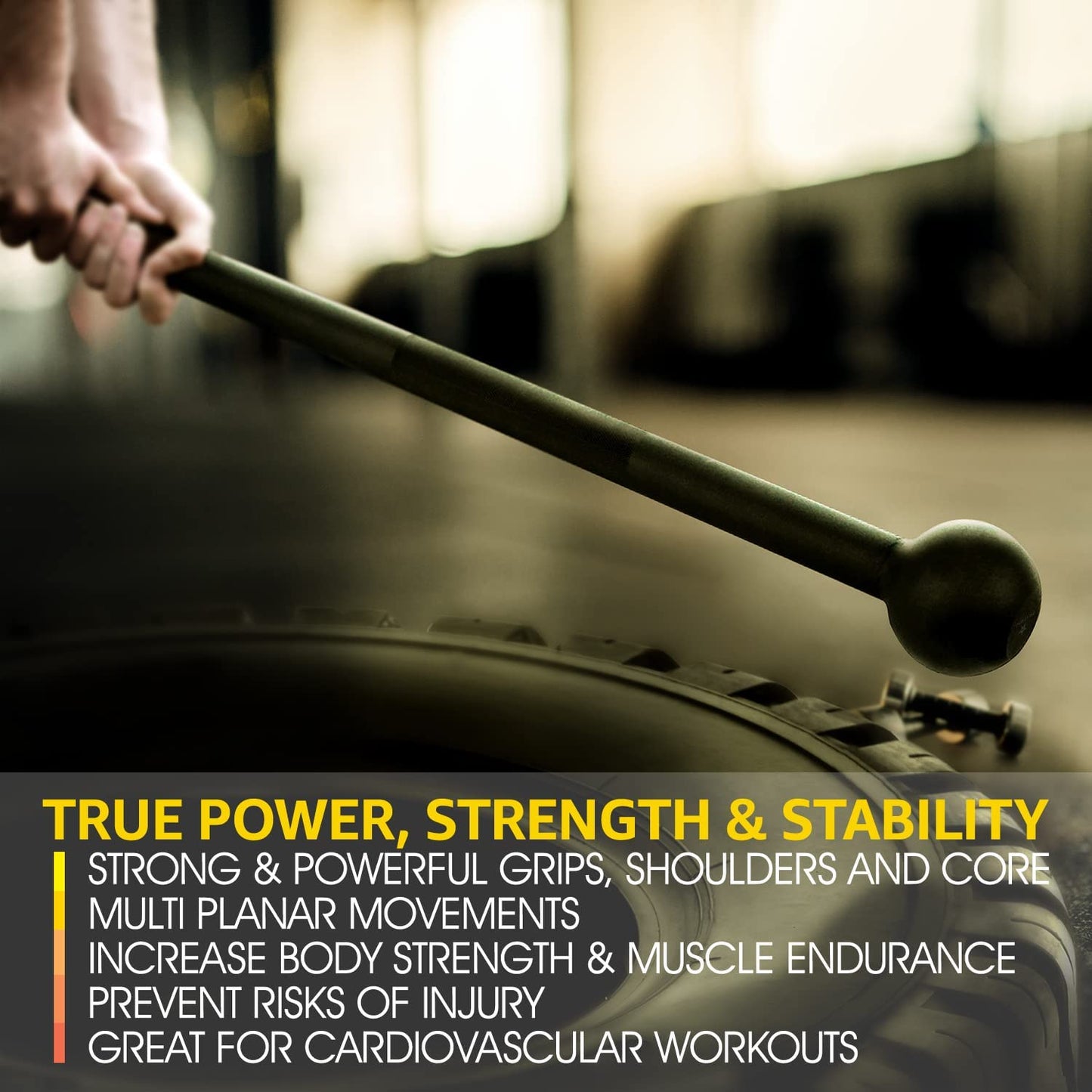 Yes4All Steel Mace Bell for Comprehensive Strength Training - Ideal for Full Body Workouts, Muscle Development, Shoulder, Grip, and Forearm Rehabilitation with Weight Options of 5, 7, 10, 15, 20, 25, and 30 lbs for Both Men and Women