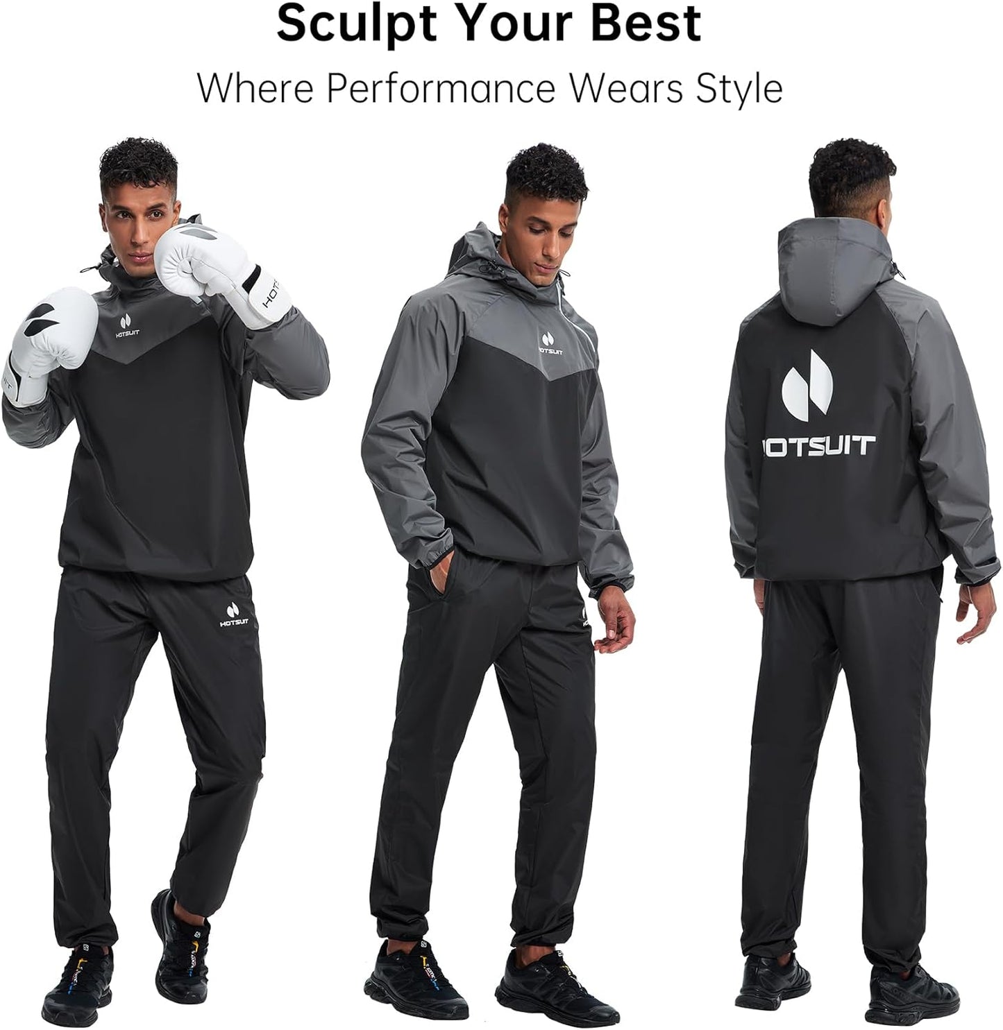 HOTSUIT Sauna Suit for Men Sweat Sauna Jacket Pant Gym Workout Sweat Suits