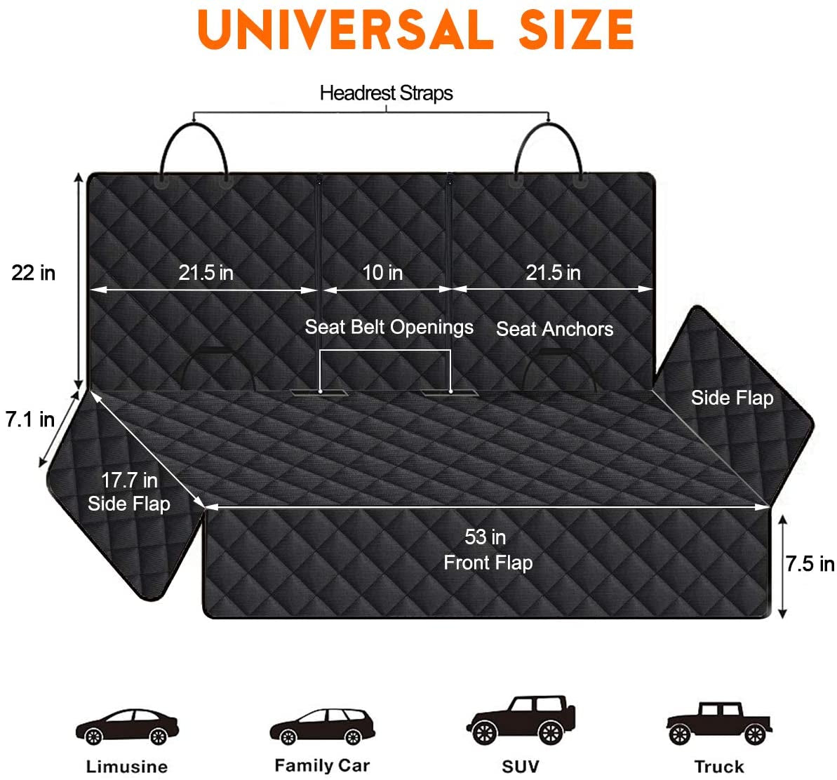 Premium Waterproof Dog Car Seat Cover for Back Seats - Non-Slip Protector for Most Cars, Trucks, and SUVs - Black