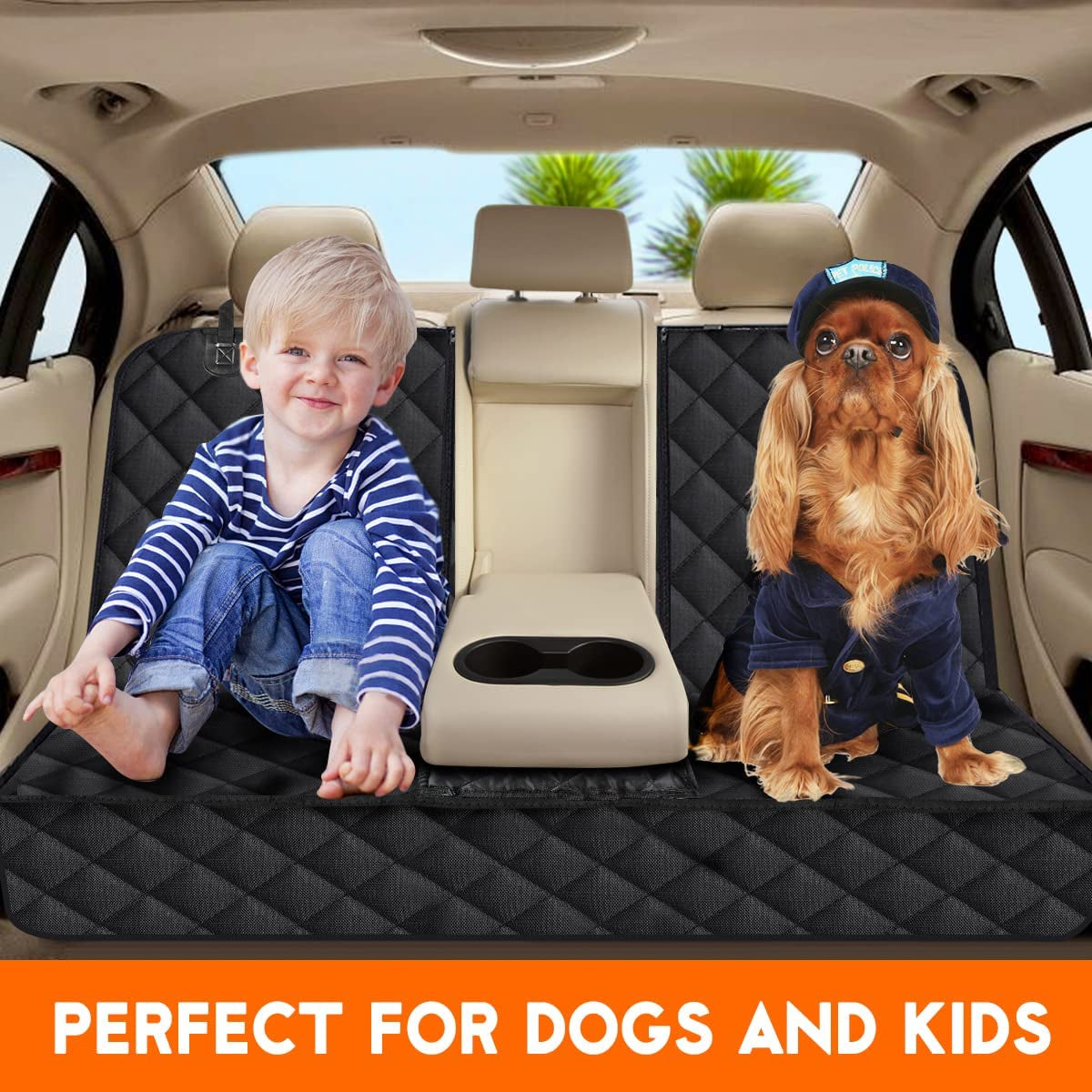 Premium Waterproof Dog Car Seat Cover for Back Seats - Non-Slip Protector for Most Cars, Trucks, and SUVs - Black