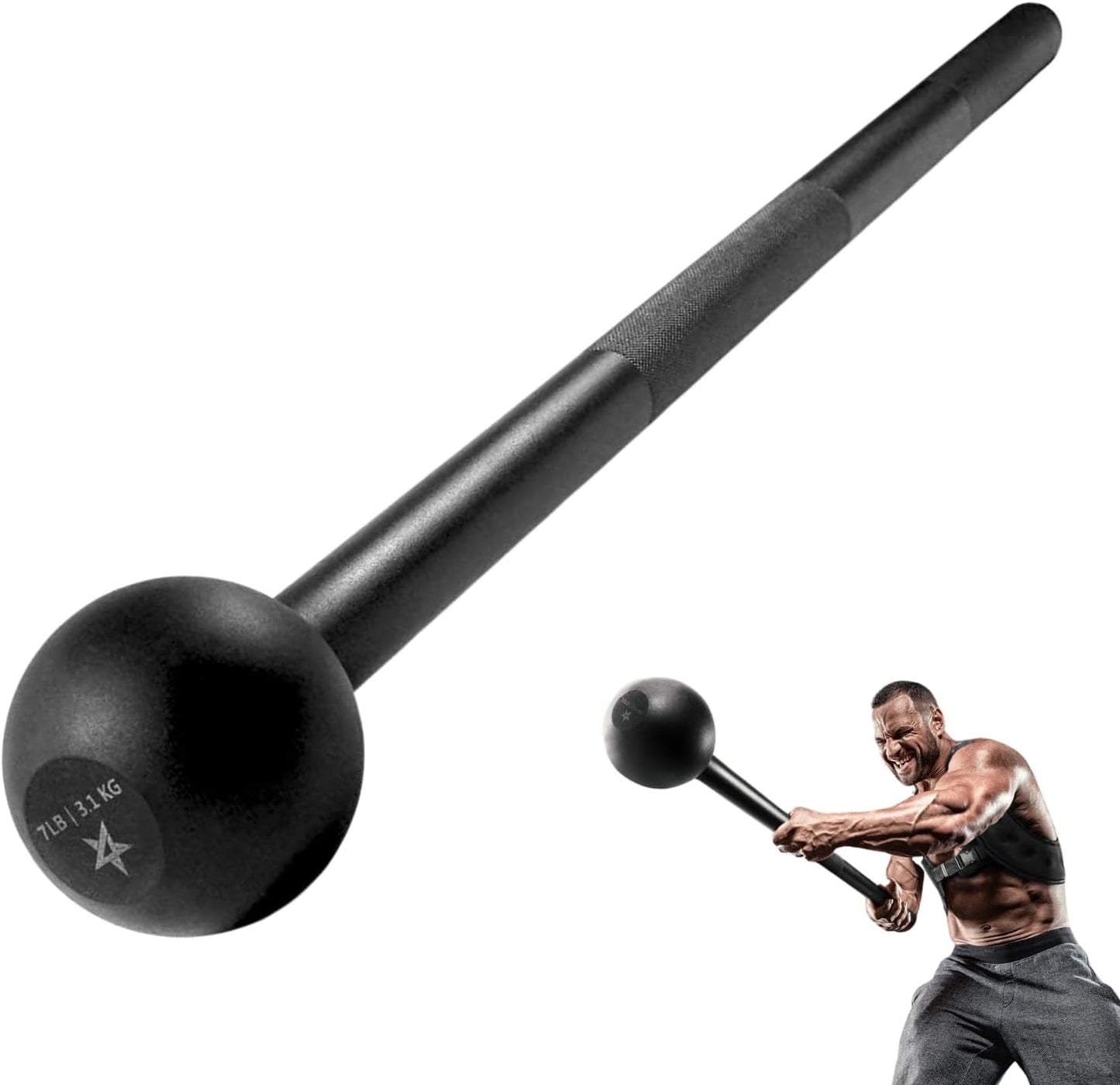 Yes4All Steel Mace Bell for Comprehensive Strength Training - Ideal for Full Body Workouts, Muscle Development, Shoulder, Grip, and Forearm Rehabilitation with Weight Options of 5, 7, 10, 15, 20, 25, and 30 lbs for Both Men and Women