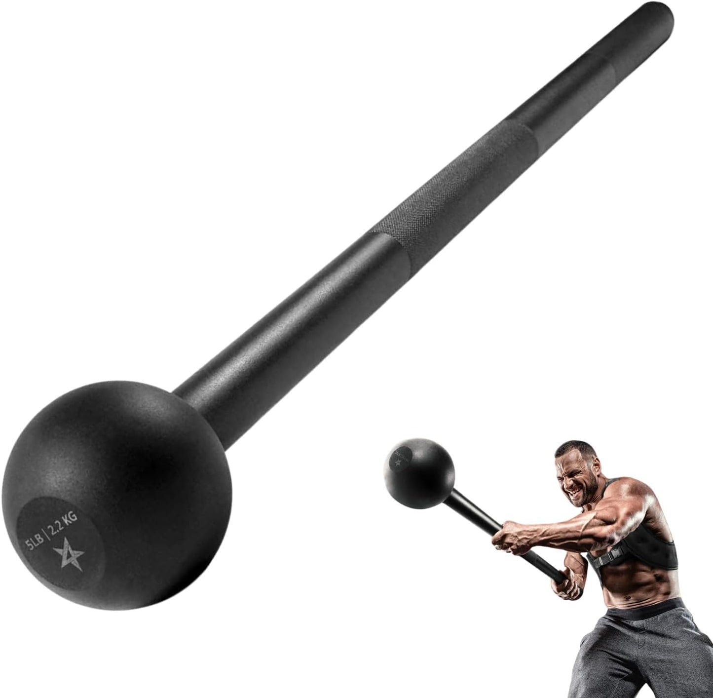 Yes4All Steel Mace Bell for Comprehensive Strength Training - Ideal for Full Body Workouts, Muscle Development, Shoulder, Grip, and Forearm Rehabilitation with Weight Options of 5, 7, 10, 15, 20, 25, and 30 lbs for Both Men and Women