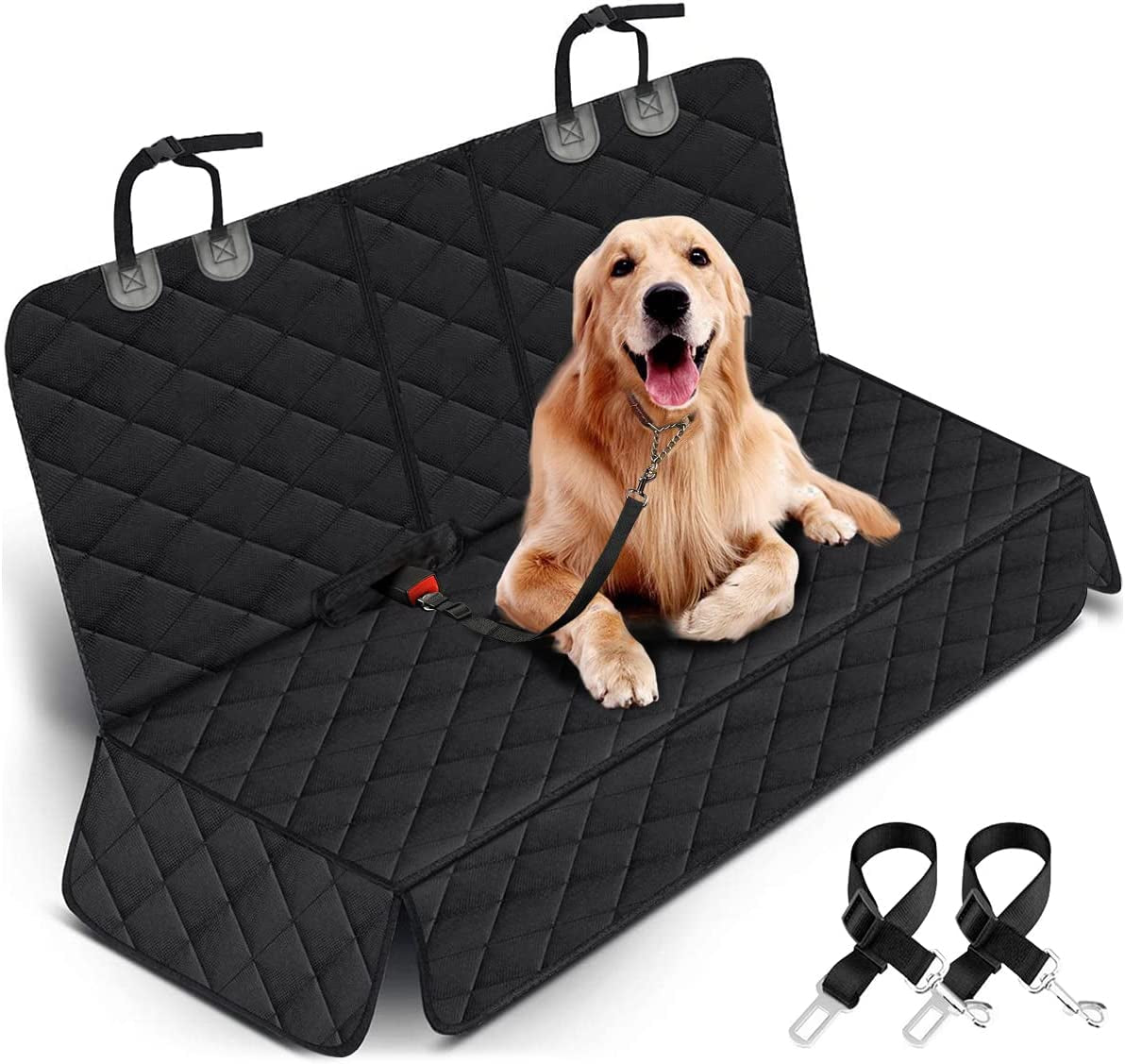 Premium Waterproof Dog Car Seat Cover for Back Seats - Non-Slip Protector for Most Cars, Trucks, and SUVs - Black