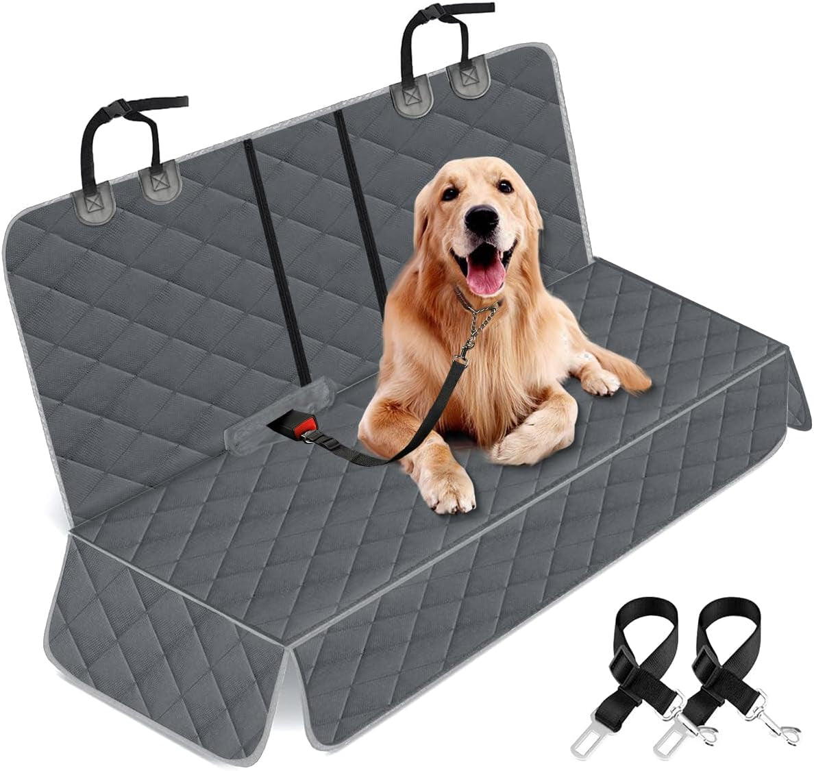 Premium Waterproof Dog Car Seat Cover for Back Seats - Non-Slip Protector for Most Cars, Trucks, and SUVs - Black