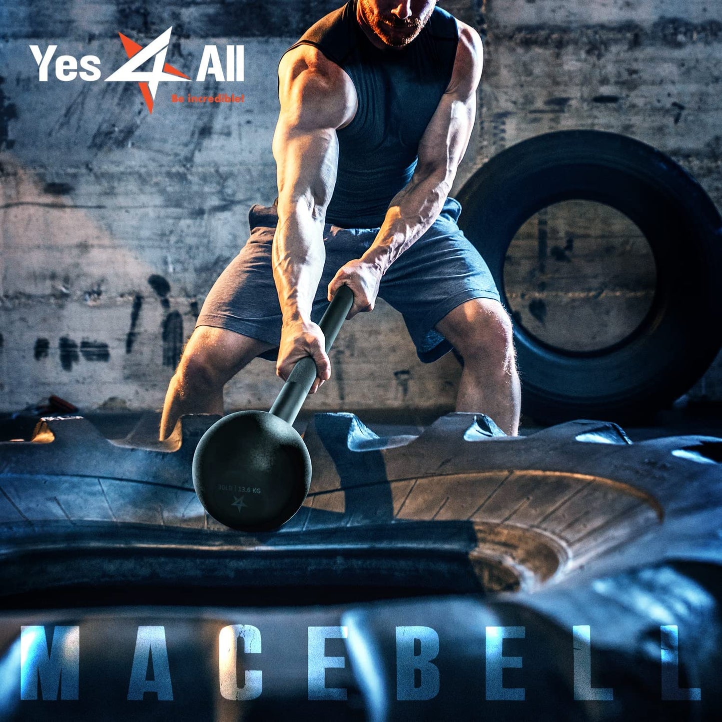 Yes4All Steel Mace Bell for Comprehensive Strength Training - Ideal for Full Body Workouts, Muscle Development, Shoulder, Grip, and Forearm Rehabilitation with Weight Options of 5, 7, 10, 15, 20, 25, and 30 lbs for Both Men and Women