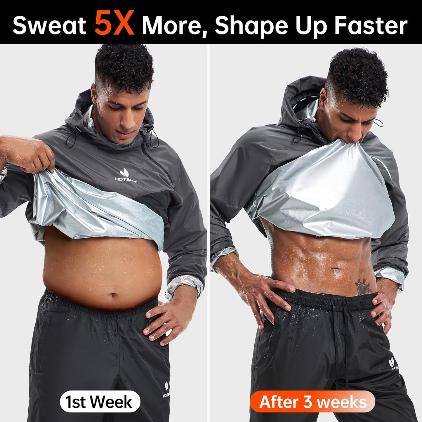HOTSUIT Sauna Suit for Men Sweat Sauna Jacket Pant Gym Workout Sweat Suits