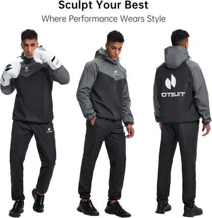 HOTSUIT Sauna Suit for Men Sweat Sauna Jacket Pant Gym Workout Sweat Suits